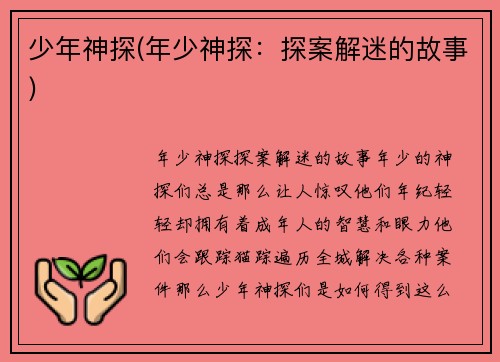 少年神探(年少神探:探案解迷的故事)